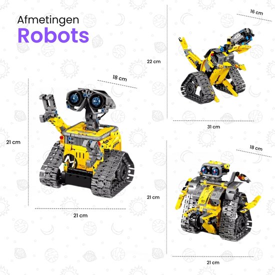 Qualitá® 3 in 1 Robot Bouwpakket - Geel - Robot Speelgoed voor Kinderen - Interactief - STEM & Educatief Speelgoed - Vanaf 7-9 Jaar - Jongens - Programmeerbaar & Bestuurbaar