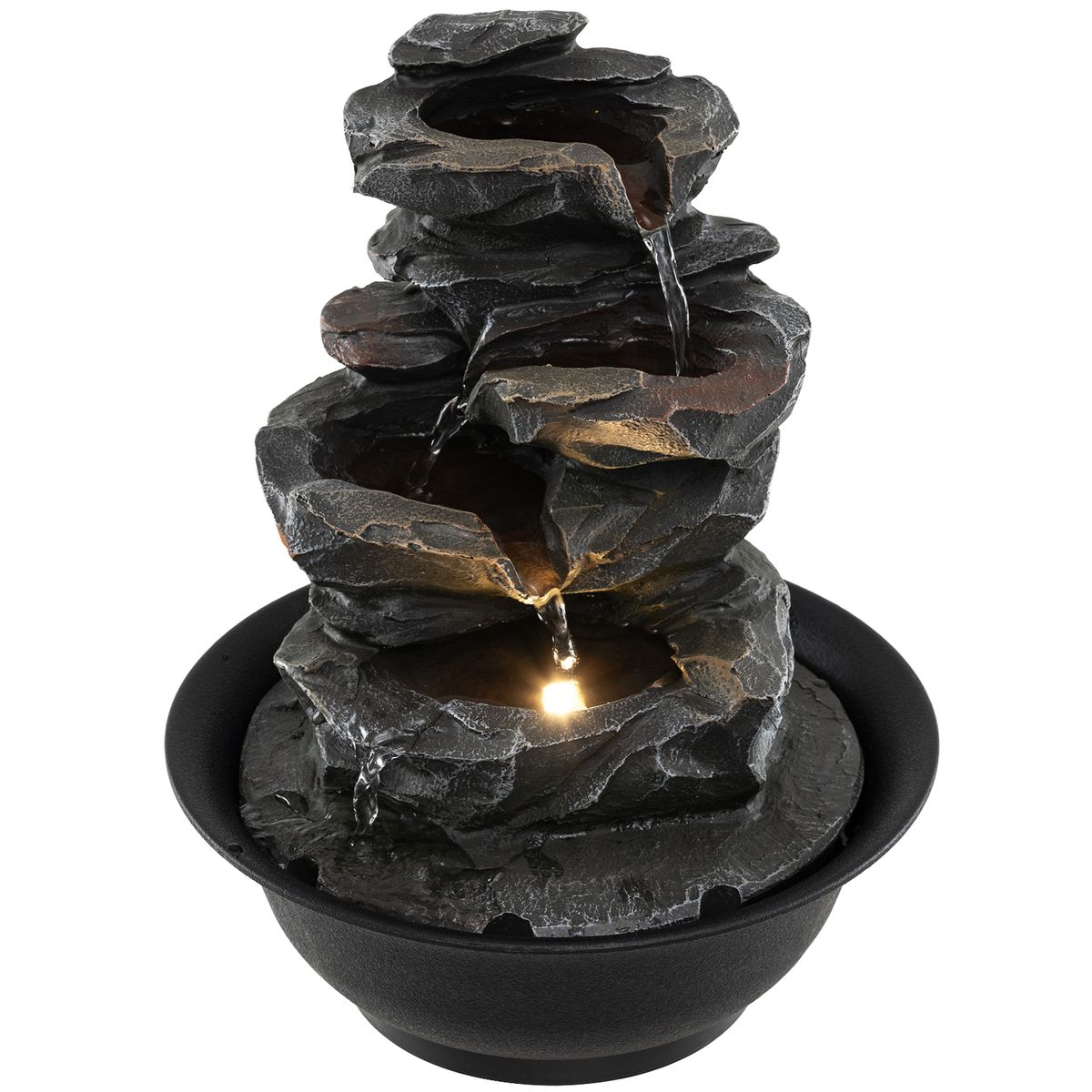Coast Tafelwaterfontein - waterval met rotslook - LED-verlichting - zwart - 21,5 x 26 cm