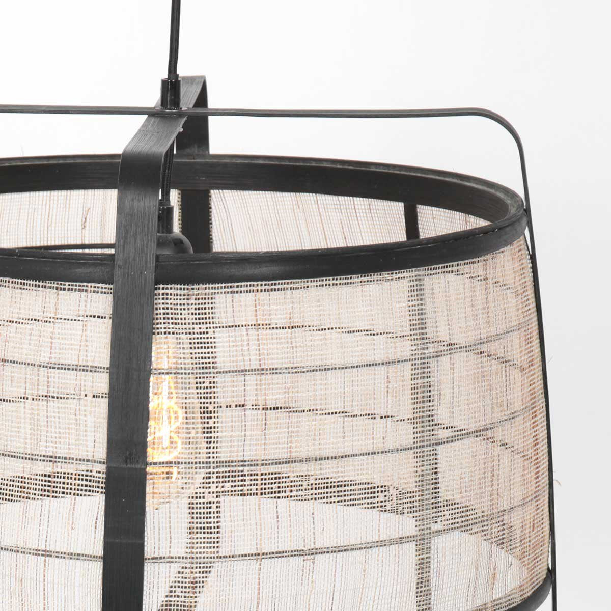 Anne Lighting - hanglamp - Capos - zwart - hout stof - Ø 48cm - E27 - 3511ZW