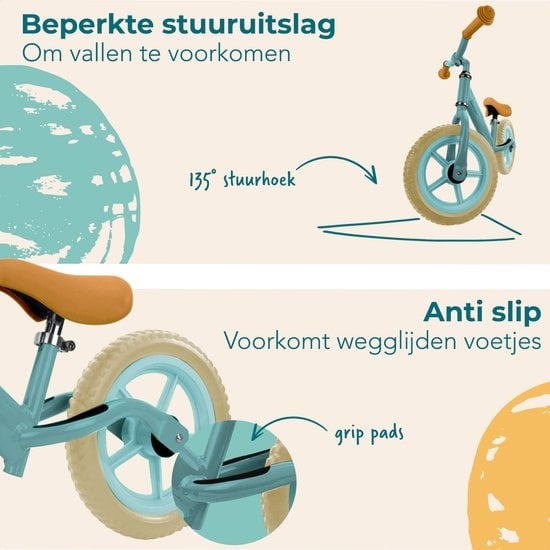 LifeGoods KiddyCruiser Loopfiets - 2 jaar - Jongens en Meisjes - Balance Bike - Mintgroen