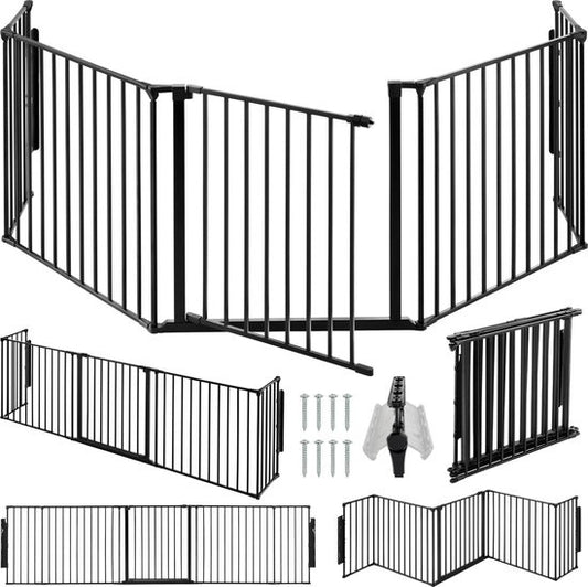 tectake® - Openhaardhek veiligheidshek haardscherm- Agni - 5 elementen - stabiel en veilig - 403569