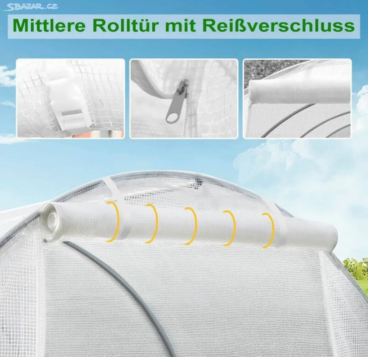 Woltu Foliekas 300x200x200 cm Wit - Ruime Tunnelkas met 6 Ramen en Ritssluiting