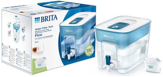 BRITA Flow Waterdispenser - 8.2L – Grote inhoud speciaal voor gezinnen - Incl. 1 MAXTRA PRO Pure Performance – Duurzaam Verpakt
