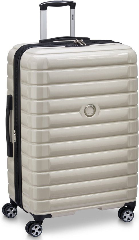 DELSEY PARIS Shadow 5.0 4DR Uitbreidbare Trolley – 75 cm – 106L – Hardcase – TSA-slot – Ivory/Crème