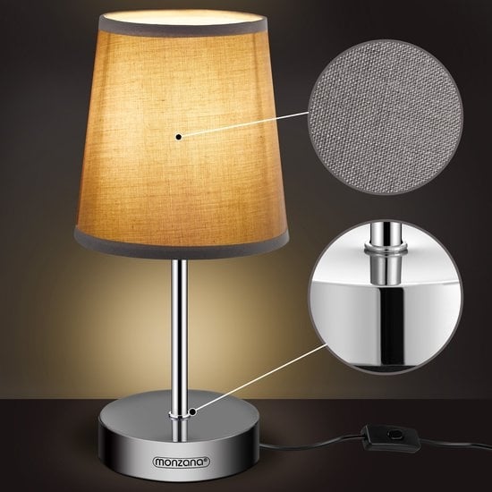 Monzana Tafellamp 2 Stuks – Incl. Lampenkap/ E14/ 32cm - Taupe