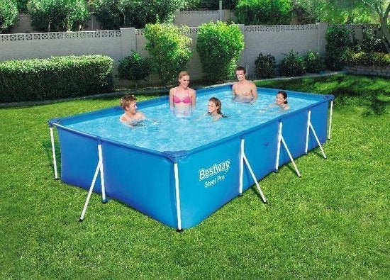 Bestway Opzetzwembad – Rechthoekig Stalen Frame – 5700L Inhoud – 400 x 211 x 81 cm – Blauw