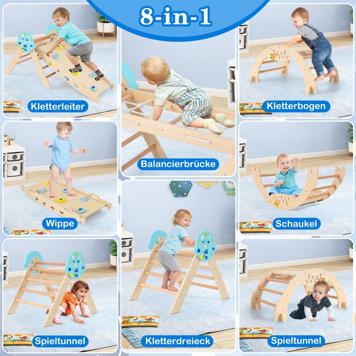Coast Montessori Klimset - 9-in-1 speeltoestel - opvouwbaar - Natuurlijk