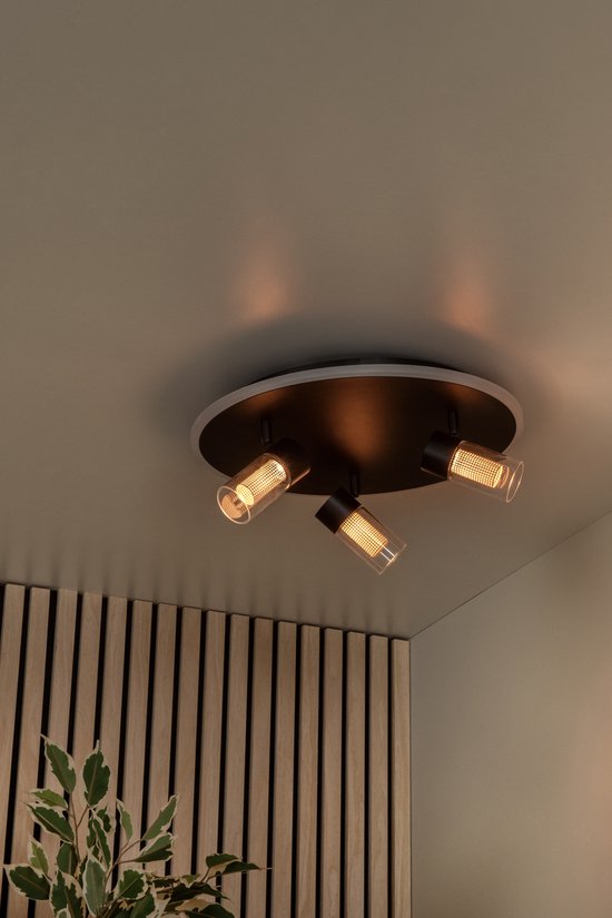 Lucide EVERINA - Plafonnière (Plafondlamp) - Ø 40 cm - LED Dimbaar - CCT - 2200K/6500K - Zwart - Essential