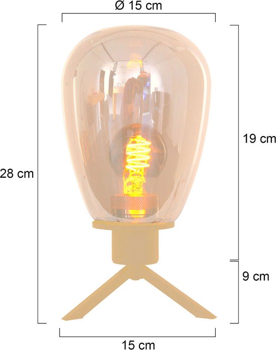 Steinhauer tafellamp Reflexion - amberkleurig - metaal - 15 cm - E27 fitting - 2682ME