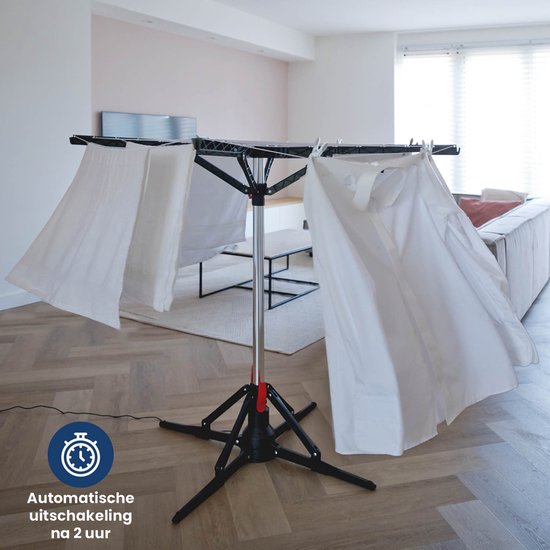 Nexxt Elektrische Droogmolen – 17M – Energiezuinig (10W) – Inklapbaar – Automatisch Draaiend