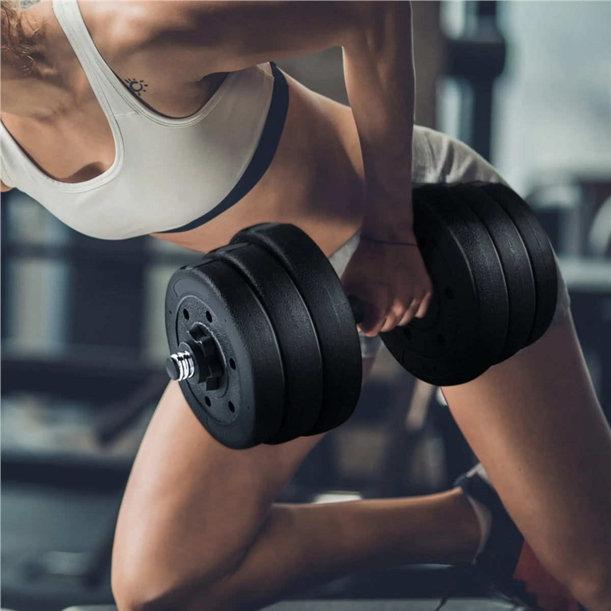 Yaheetech Dumbbellset 25 kg – Voorzien Van 12 Verstelbare Gewichtsschijven En Antislip Handgrepen En Stersluitingen – Voor Krachttraining En Spieropbouw – Zwart Kunststof Cement En Metaal – 43 x 21 x 21 cm