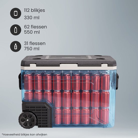 Auronic Elektrische Koelbox - Compressor - 80L - 12V en 240 volt - Camping Koelkast - Frigobox Auto - Met Wielen en Hendel - Zwart