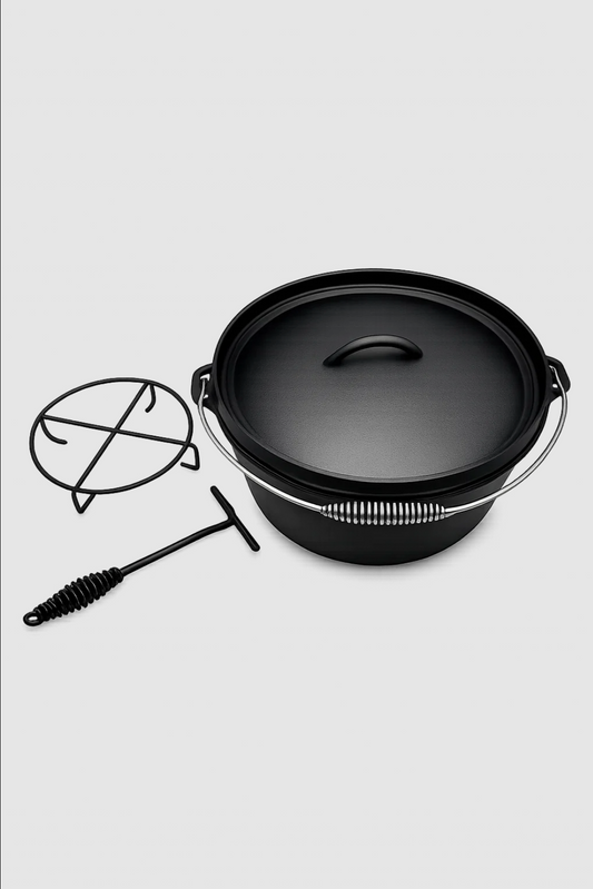 Westerholt Dutch Oven 7,5L - Gietijzeren kookpot met deksel - Voor open vuur en barbecue - Duurzaam en robuust