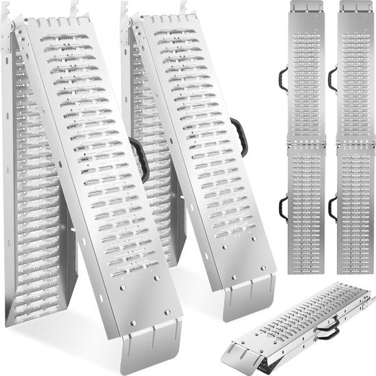 tectake® - Set van 2 oprijplaten Björn - Opvouwbaar met draaggrepen - Inklapbaar - Belastbaar tot 400 kg - 200 kg per plaat - 166 cm