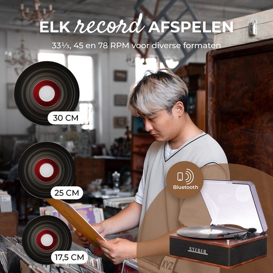 Denver Platenspeler - Ingebouwde speakers - Retro - Auto stop - Bluetooth - VPB262