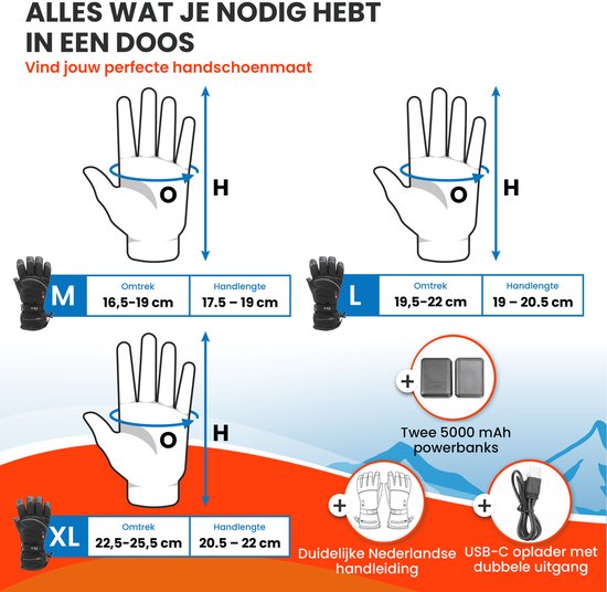 TTD® Verwarmde Handschoenen Deluxe L - PU Leer - Handschoenen met Verwarming
