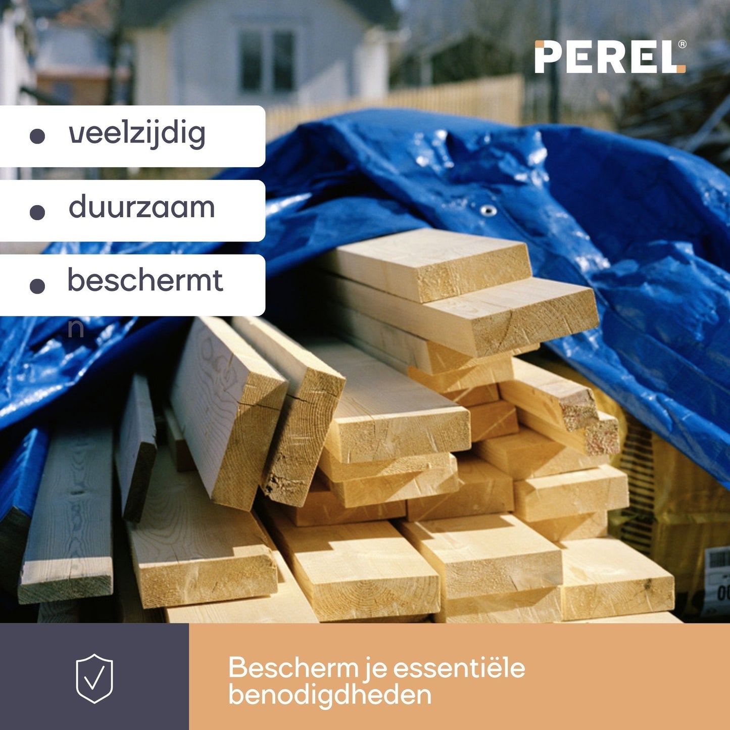 Perel Dekzeil - Blauw/Zwart - Ultrasterk - 5 X 8 M