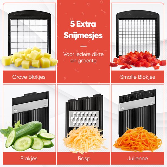Stosh Mandoline - Groentesnijder - Uiensnijder - Spiraalsnijder - Frietsnijder - Rasp - 6-delig - BPA vrij
