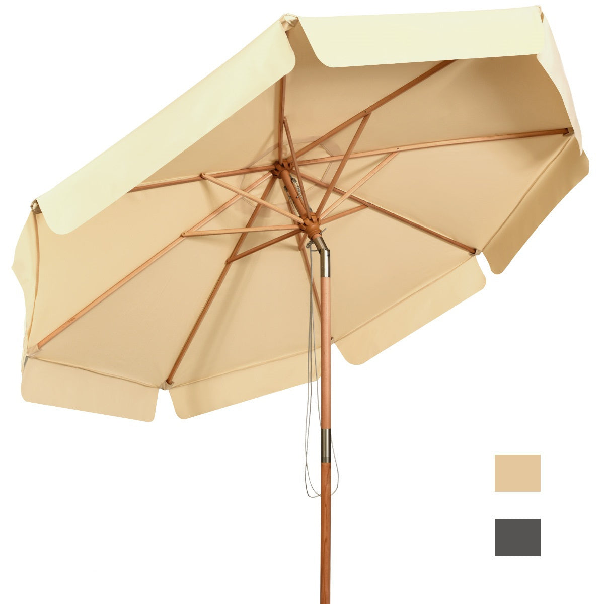 Coast tuinparasol - kantelbaar - waterdicht - met uv-bescherming - hout - 3m - beige