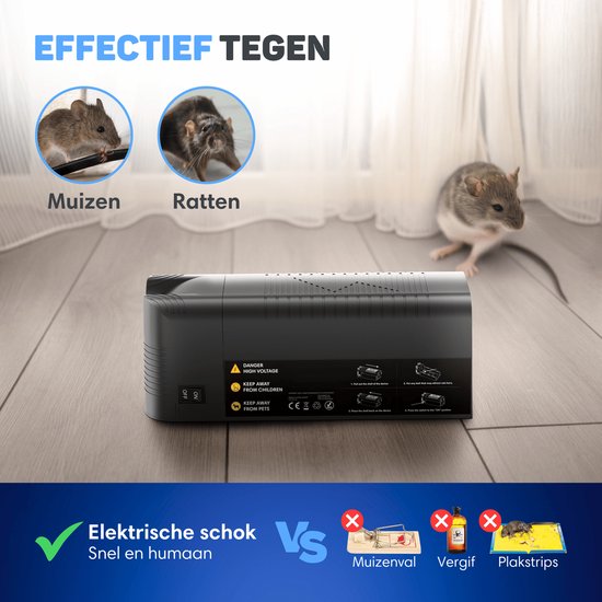 Vulpes Goods® Verjager - Elektrische Muizenval Pro – Effectieve Muizenval voor Binnen - Draadloos & Oplaadbaar - Veilig, Hygiënisch & Duurzaam – Ook geschikt als Elektrische Rattenval