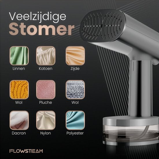 FLOWSTEAM® Luxe Kledingstomer - Handstomer & Reisstomer - Stoomapparaat Kleding - 25 Min Stomen - Matte Gray Edition