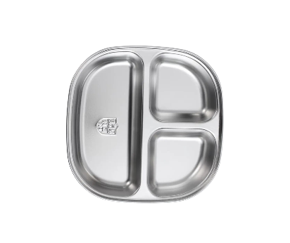 PURE COOK RVS Bord met 3 Vakken - 19,5 x 19,5 x 3,9 cm - Vierkant - 304 RVS