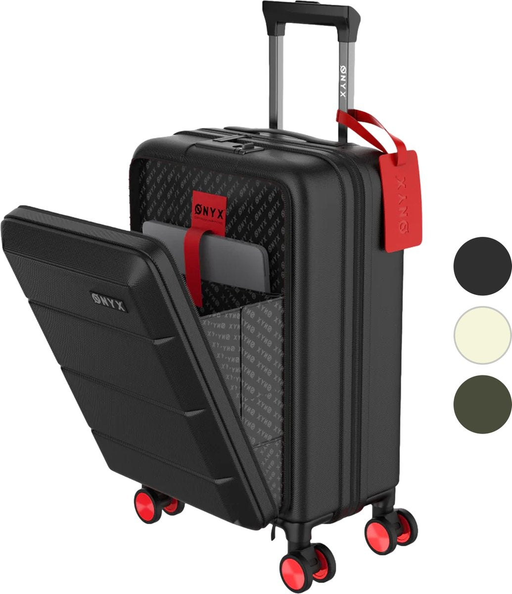 ONYX® - Handbagage koffer 35 L - Spinner wielen - Lichtgewicht trolley - Dubbel TSA slot - Praktisch voorvak - 55 cm - Zwart