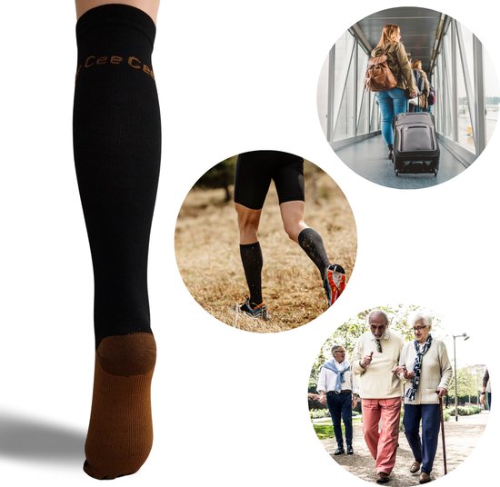 Compressiekousen 3 Paar - Steunkousen Vrouwen en Mannen - Compressie sokken - Hardloopsokken - Sportsokken - Maat 36-40 S/M