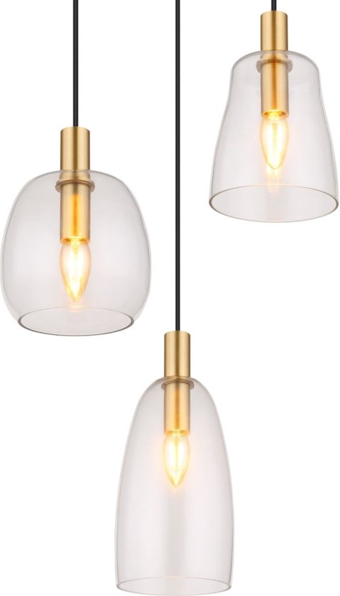 Globo - hanglamp - Garri - messing - glas - Ø 43cm - E14 - 15789-3HM