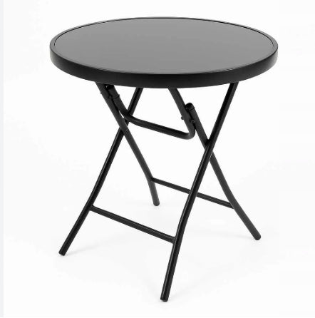 Woltu Opklapbare Terrastatel Rond - Zwart - 60 x 70 cm