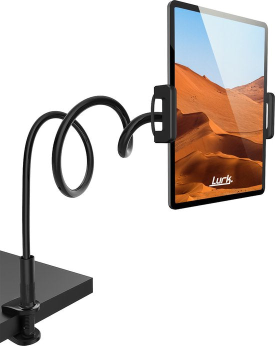 LURK® Tablethouder flexibel en verstelbaar - Telefoonhouder Ergonomisch – 100cm lang - 4 tot 12,9 inch – Universeel - Zwart