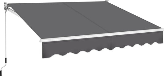 Yaheetech Knikarmscherm 300 × 250 cm – Donkergrijs – Handmatig Zonnescherm met Zwengel en Verstelbare Hoek 5–35°
