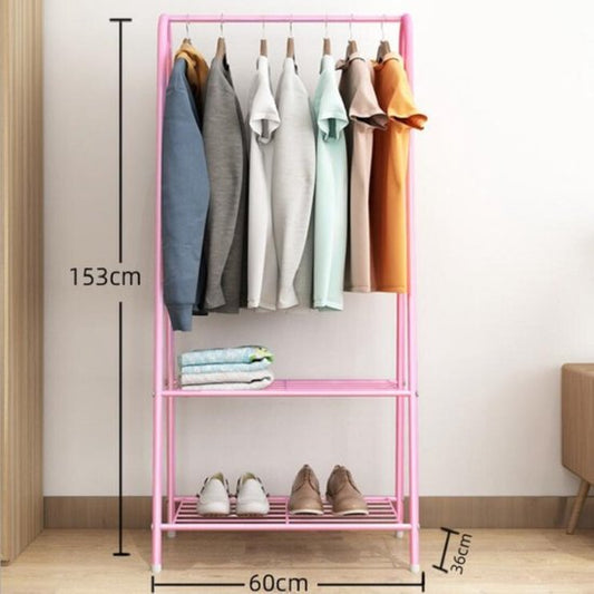 Ceruzo Kledingrek met Schoenenrek - Metaal - Roze- 152 cm hoog - 60 cm breed - Kinderkamer - Garderobe Opbergrek-Roze