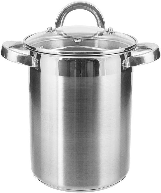 Roestvrijstalen Aspergepan met Inzetmandje – 4,2L – Geschikt voor Inductie & Alle Warmtebronnen – Ook als Friteuse te gebruiken!