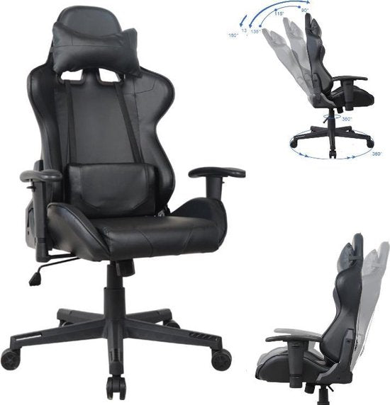 Gamestoel Thomas - bureaustoel racing gaming - ergonomisch - zwart