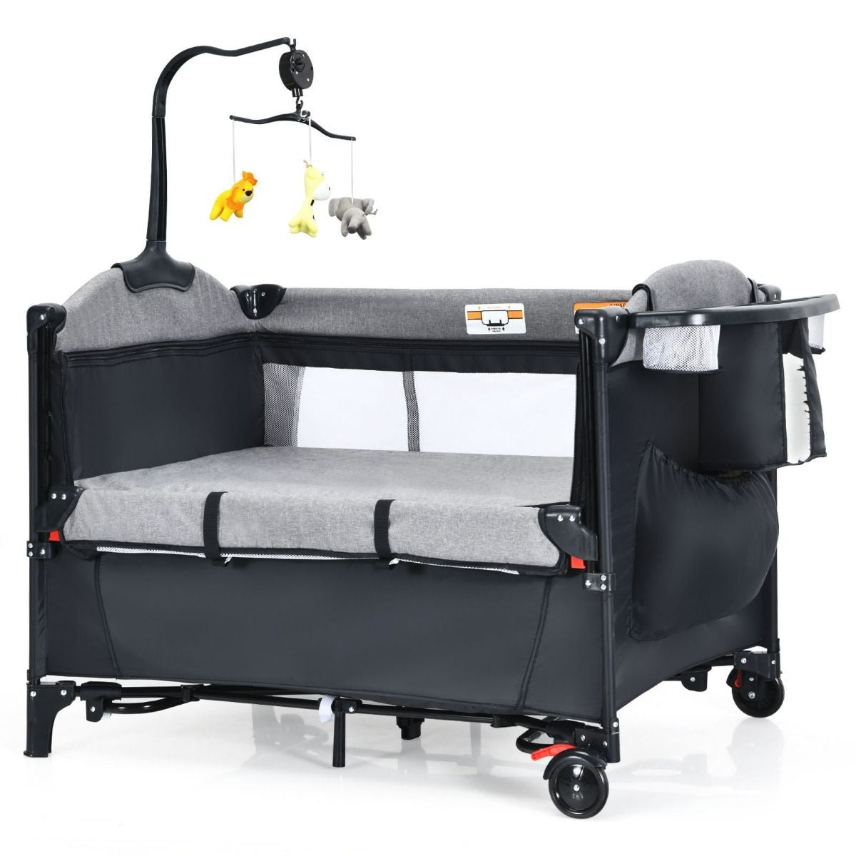 Coast Babybed - 5-in-1 Design - op 4 hoogtes- Verrijdbaar- 76 x 109 x 83 cm - Zwart