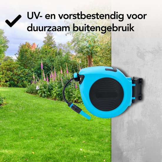 Brixy Wandslangbox - 15 Meter - Slanghouder - Tuinslang Met Haspel - 180° Draaibaar - Automatisch - Slanghaspel