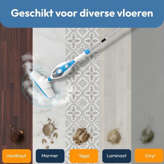 BOLLIT Hoge Druk 2 in 1 Stoomreiniger - Handstomer - 1500W 16 in 1 - Vlekkenreiniger - Voor Alle Vloeren, Bank, Badkamer En Tapijt Reinigen
