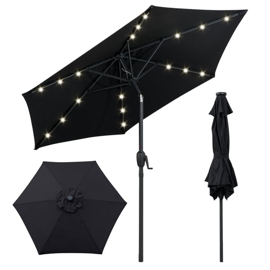 Coast Terrasparasol op zonne-energie - met LED-verlichting - kantelbaar en geventileerd - zwart 230 cm