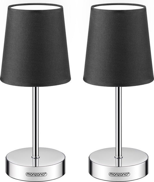 Monzana Tafellamp 2 Stuks – Incl. Lampenkap E14 32cm - Antraciet