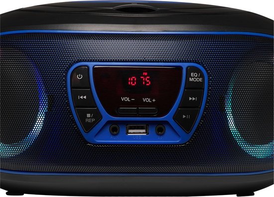 Denver Draagbare Radio CD Speler Kinderen - Bluetooth - Lichteffecten - Boombox - AUX - FM - TCL212BT - Blauw