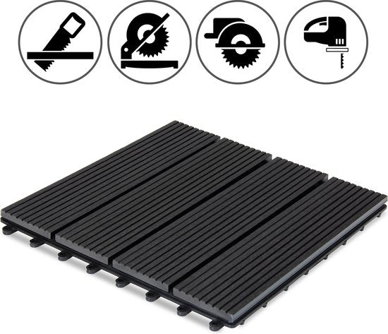 WPC Vlondertegels - Klassiek Insteeksysteem 30x30cm - Antraciet