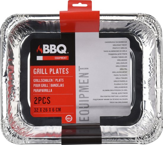 Set van 2x stuks barbecue bereidingsbakken rechthoek 32 x 26 x 6 cm - Vlees grillen - BBQ rooster
