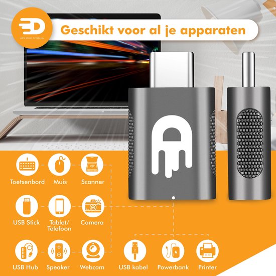 Drivv. USB C naar USB A Adapter – 2 stuks - Space Grey - Thunderbolt 3 - USB 3.0 - 5Gbps
