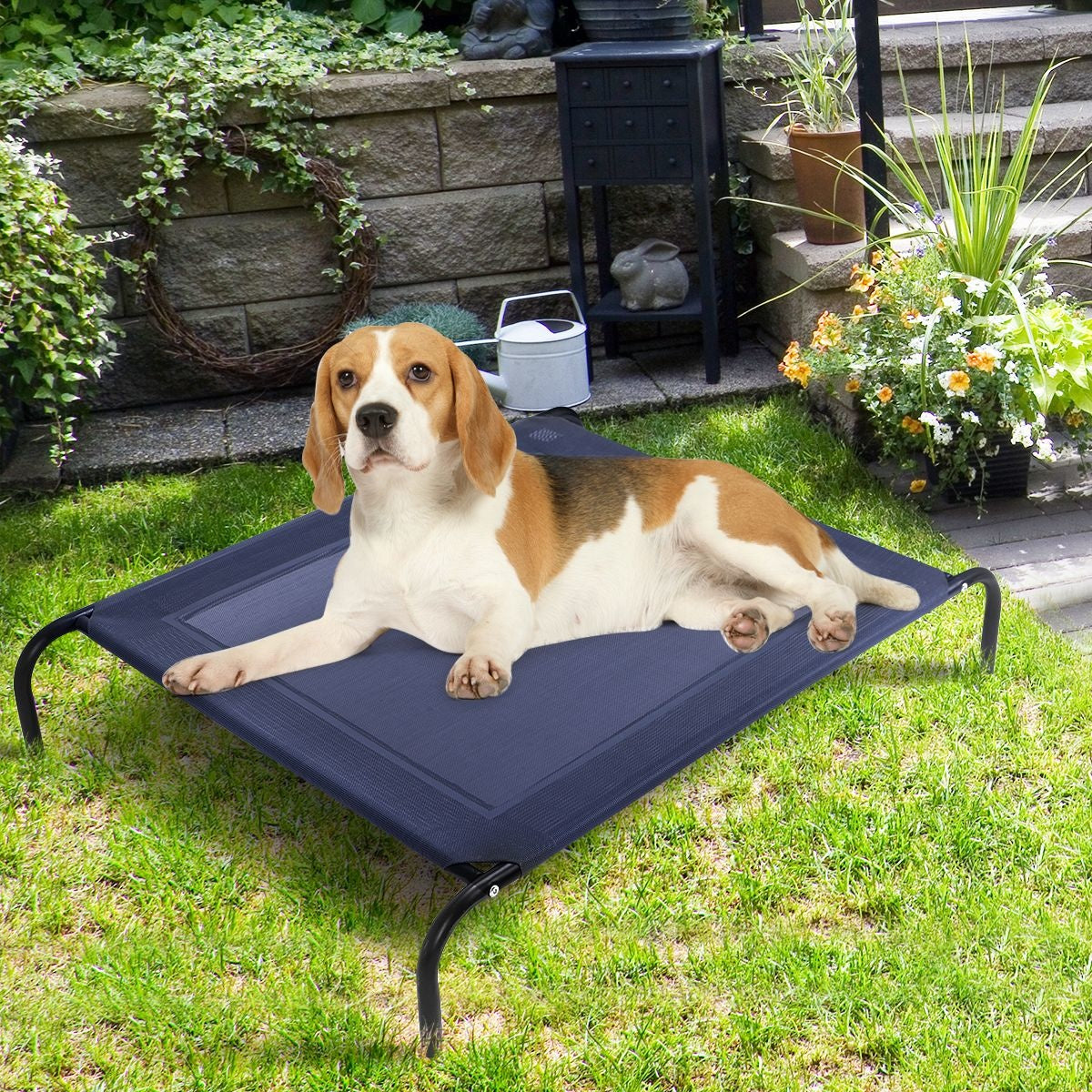 Hondenbed Tuin Ligstoel Outdoor Hond - Grijs - 110 x 80 x 18 cm - Metaal