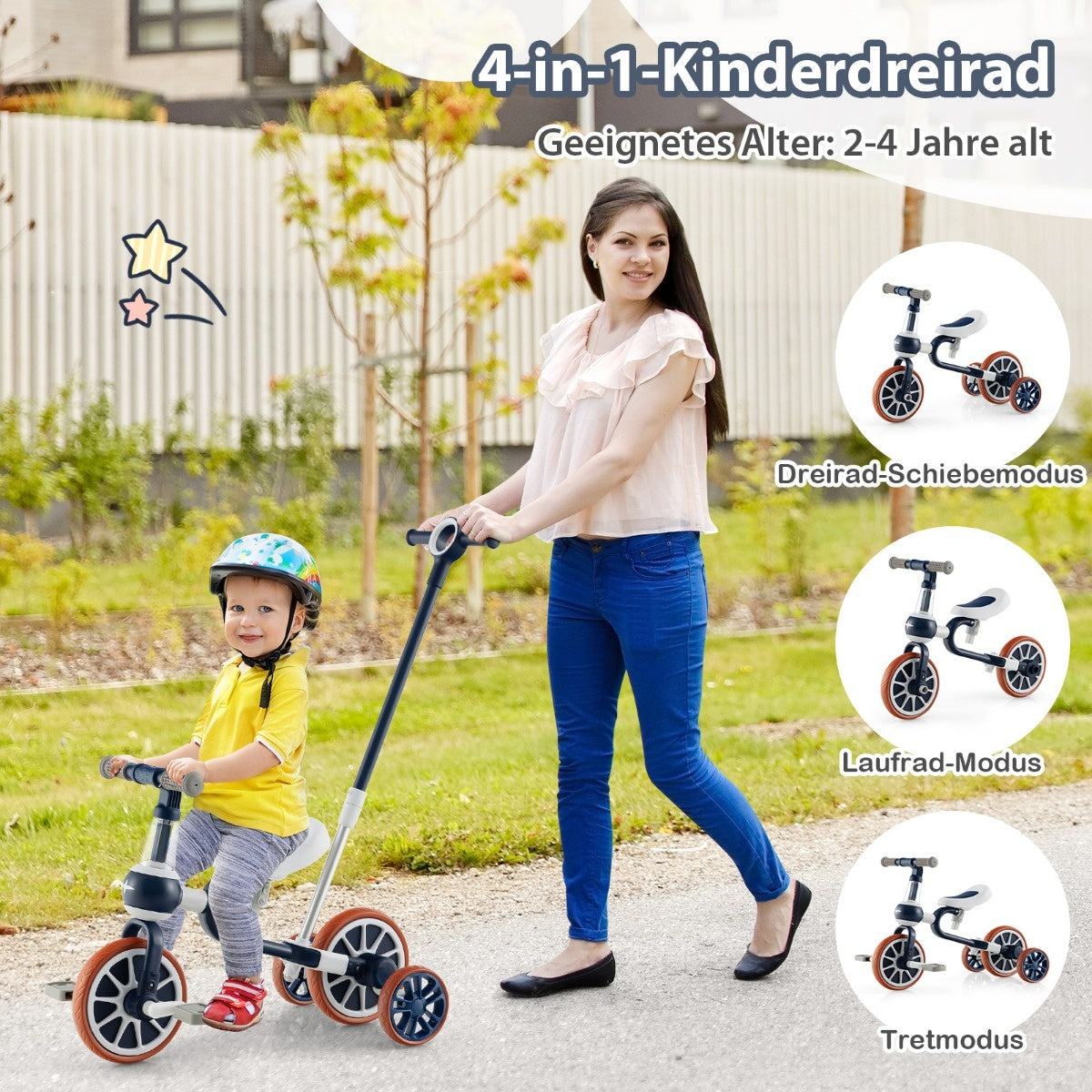 Coast Kinderrad 4-in-1 pre-shell wiel met ouderdia-hendel 37 x 72 x 101 cm Marine