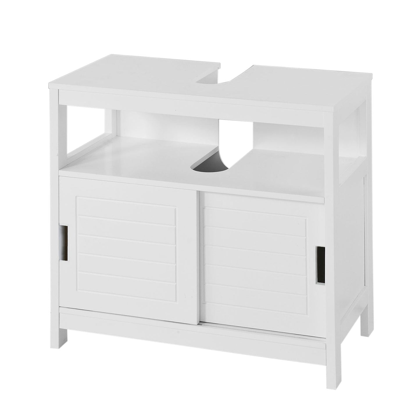 SoBuy FRG128-W Wastafelmeubel - 2 Schuifdeuren 1 Plank - Wit - 60x61x30 cm