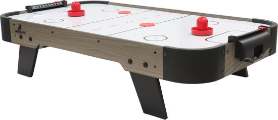 Cougar Airhockey Tafel Mini – 3ft Airhockeyspel – Compacte Airhockeytafel voor Thuis – Inclusief Pushers en Pucks – Eiken/Grijs