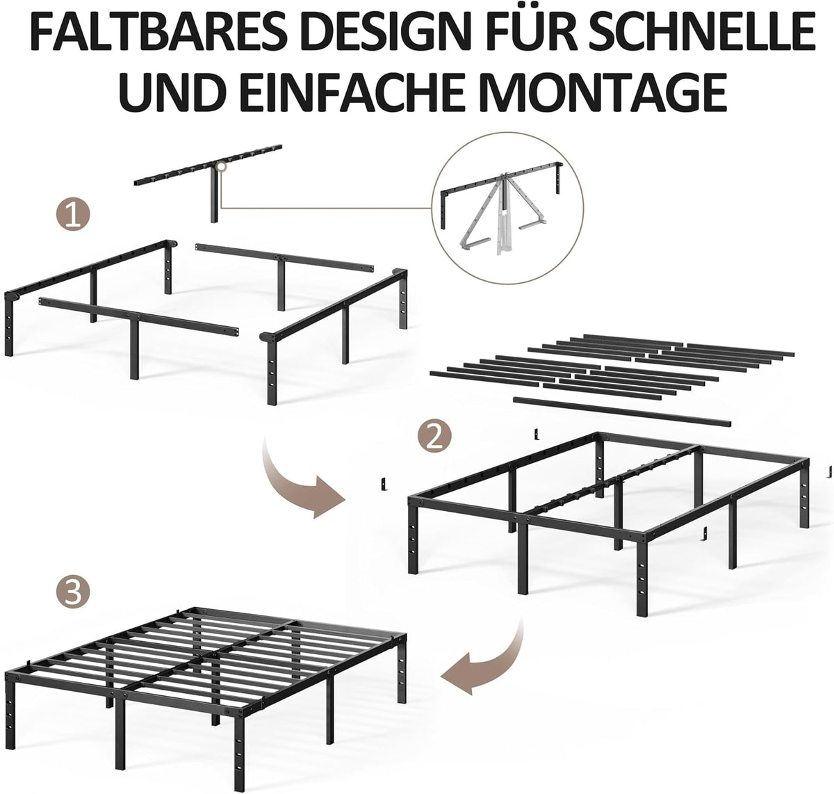 Yaheetech bedframe van metaal - Inclusief lattenbodem - 160 x 200 cm - Zwart