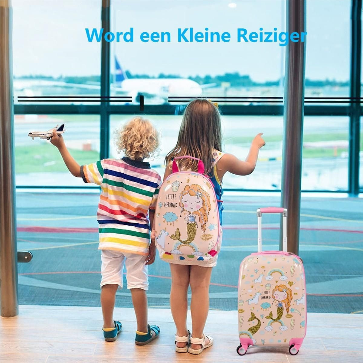 Coast Kinderkofferset 2-delig Kindertrolley + Rugzak Zalmroze